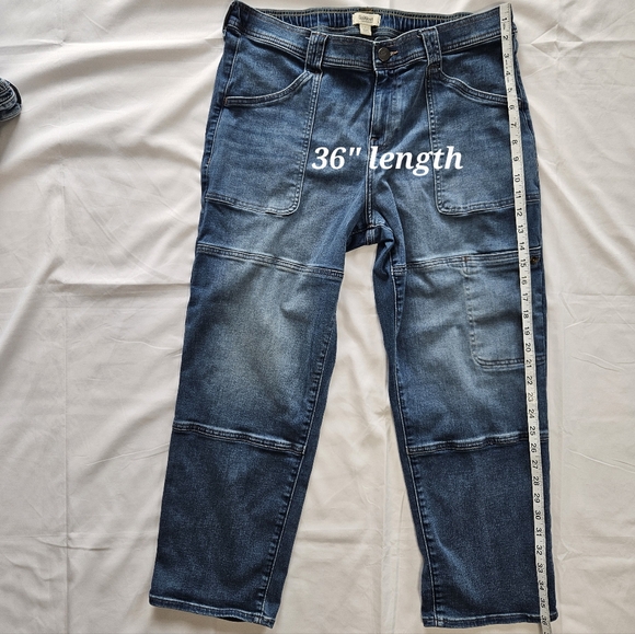 Upwest Womens L High Waisted All Day Utility Jeans Pants Med Wash - Picture 7 of 14